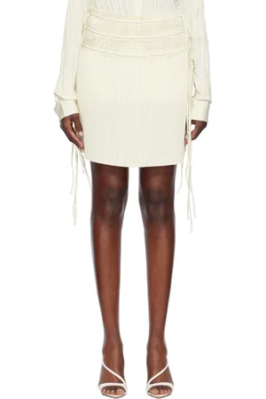 Helmut Lang Off-White Pleated Miniskirt