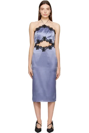 FLEUR DU MAL Blue Halter Midi Dress