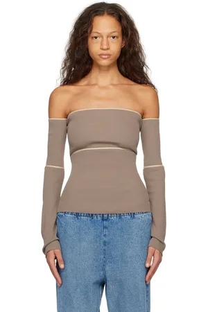 Maison Margiela Taupe Off-The-Shoulder Blouse