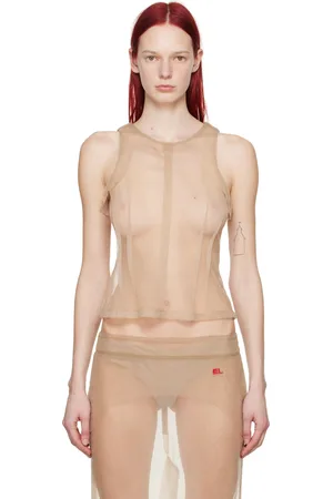 ECKHAUS LATTA Beige Sculpt Tank Top