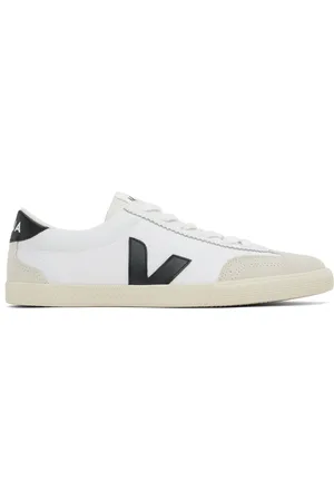 Veja White & Black Volley Canvas Sneakers