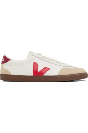 Veja White & Red Volley Leather Sneakers