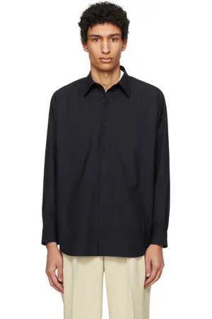 Auralee Navy Spread Collar Shirt