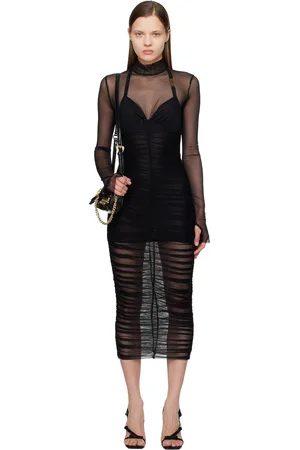 VERSACE Black Curl Plaque Midi Dress