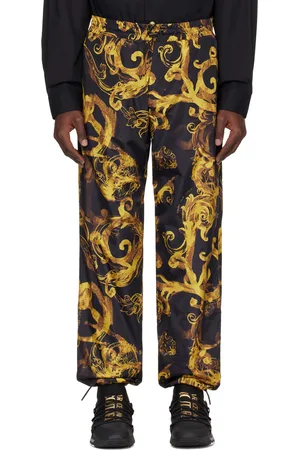 VERSACE Black & Gold Watercolor Couture Trousers