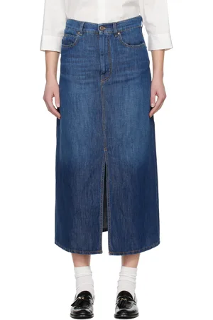 Max Mara Navy Gelada Denim Midi Skirt