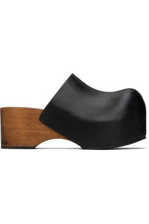 Acne Studios Black Leather Wood Clogs