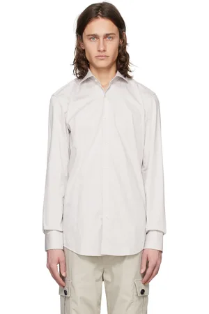 HUGO BOSS Gray Spread Collar Shirt