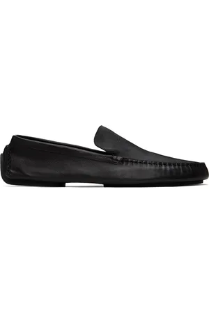 The Row Black Lucca Slip-On Loafers