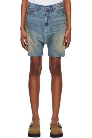R13 Indigo Marky Drop Denim Shorts