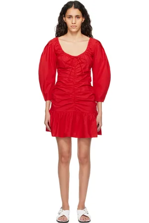 Ganni Red Gathered Minidress