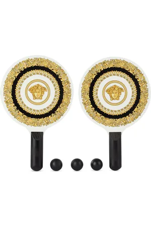 VERSACE Gold & White Crete De Fleur Beach Racket Set