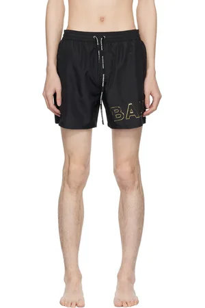 Balmain Black Embossed Swim Shorts