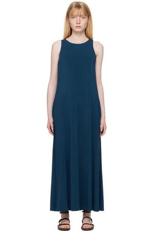 Max Mara Navy Draped Maxi Dress