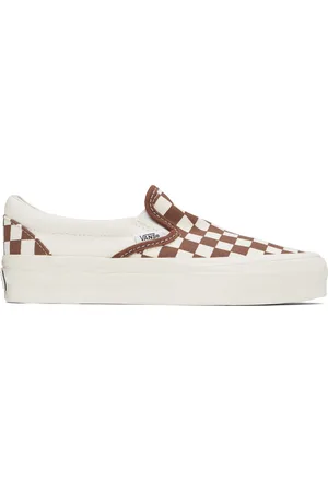 Vans Off-White & Brown Premium Slip-On 98 Sneakers