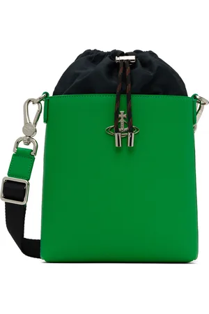 Vivienne Westwood Green Saffiano Drawstring Crossbody Bag