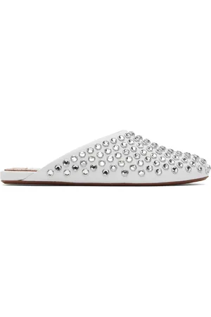 Alaïa White Strass Lambskin Mules