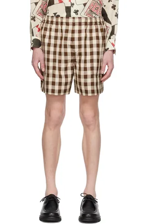 BODE Brown & White Gilbert Check Shorts