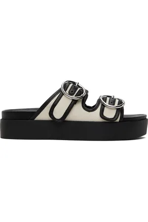 RAG&BONE Off-White & Black Geo Buckle Platform Slides