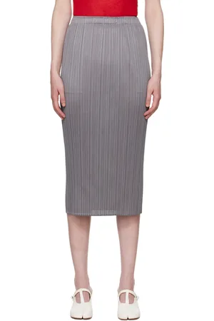 PLEATS PLEASE ISSEY MIYAKE Gray Basics Midi Skirt