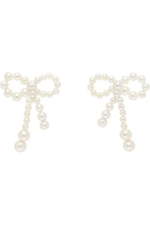 White & Gold Rosette de Perles Earrings