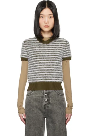 Maison Margiela Khaki & White Striped Sweater