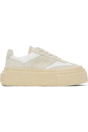 Maison Margiela Off-White & Beige Gambetta Lace-Up Platform Sneakers