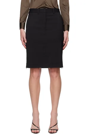 Helmut Lang Black Car Midi Skirt
