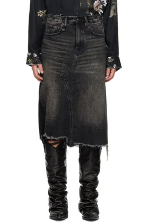 R13 Black Jesse Denim Midi Skirt