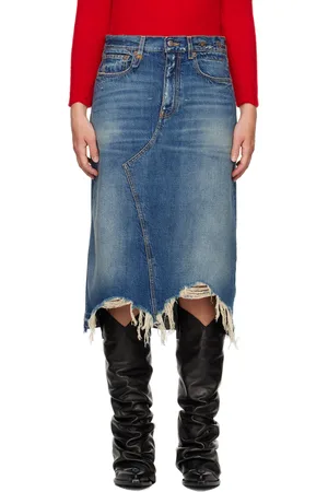 R13 Blue Jesse Denim Midi Skirt