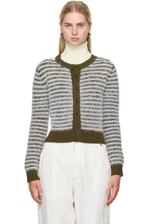 Maison Margiela White & Khaki Striped Cardigan