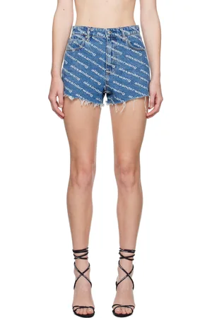 Alexander Wang Blue Printed Bite Logo Denim Shorts