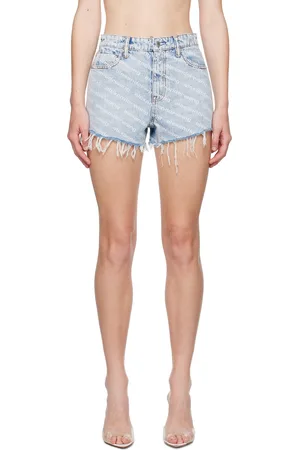 Alexander Wang Blue Printed Bite Logo Denim Shorts