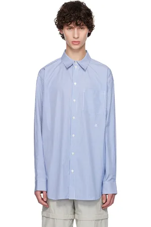 Helmut Lang Blue Oversized Striped Shirt