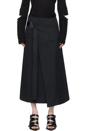Helmut Lang Navy Trench Wrap Midi Skirt