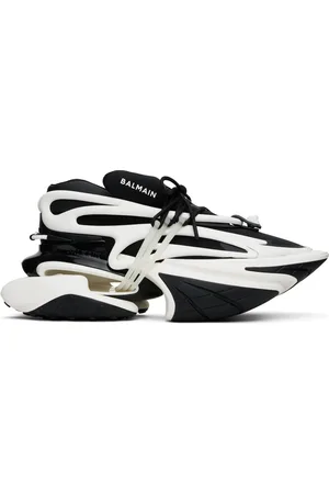 Balmain Black & White Leather Unicorn Low-Top Sneakers