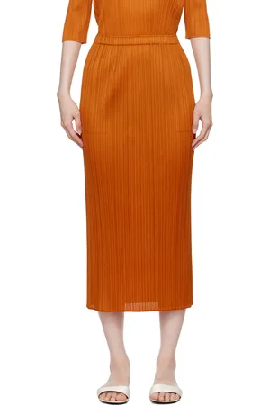 PLEATS PLEASE ISSEY MIYAKE Orange Monthly Colors April Midi Skirt