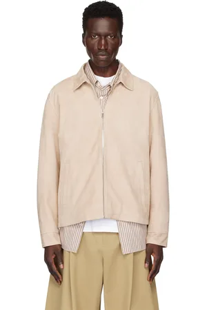 THEORY Beige Hazelton Leather Jacket