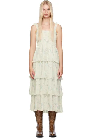 Ganni Green Floral Midi Dress