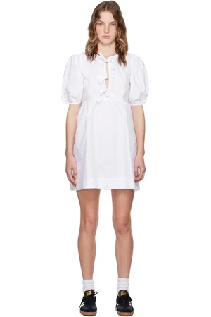 Ganni White Tie String Minidress