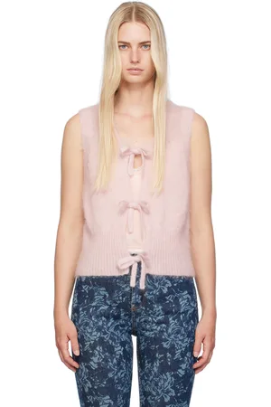 Ganni Pink Tie String Vest