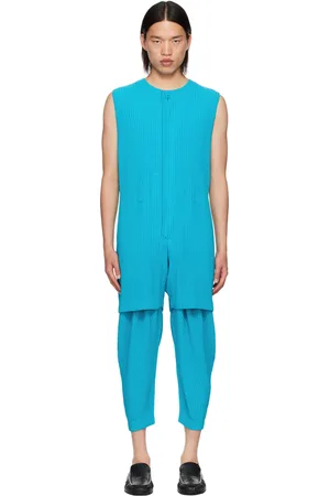 Issey Miyake Blue Colorful Pleats Jumpsuit