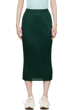 PLEATS PLEASE ISSEY MIYAKE Green New Colorful Basics 3 Midi Skirt