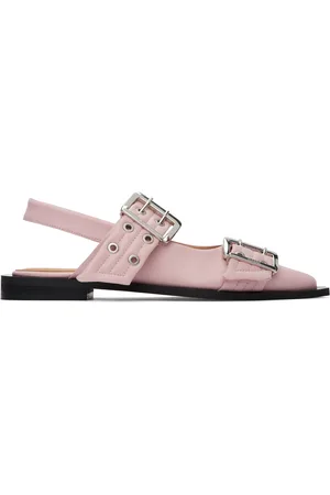 Ganni Pink Feminine Buckle Ballerina Flats