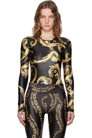 VERSACE Black & Gold Chromo Couture Bodysuit