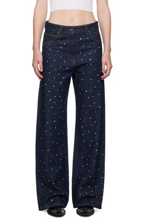 Msgm Blue Wide-Leg Studs Jeans