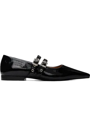 Ganni Black Eyelets Ballerina Flats