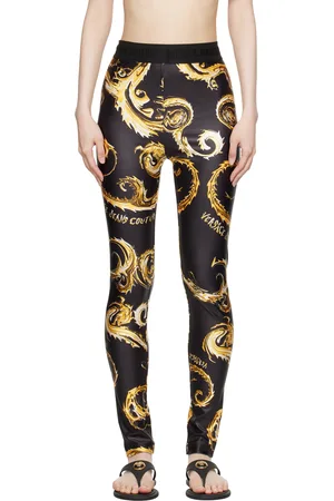VERSACE Black & Gold Chromo Couture Leggings
