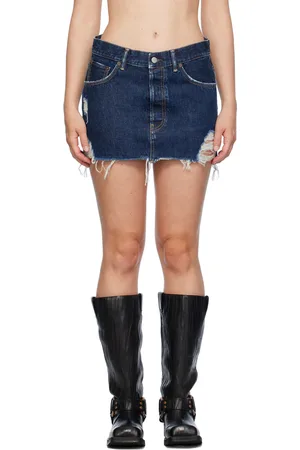 Acne Studios Blue Distressed Denim Miniskirt