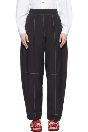 Ganni Black Elasticated Curve Trousers